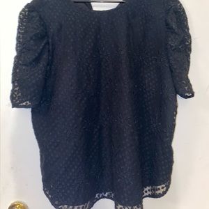 LOFT Women’s Black Floral Lace Blouse with Lining